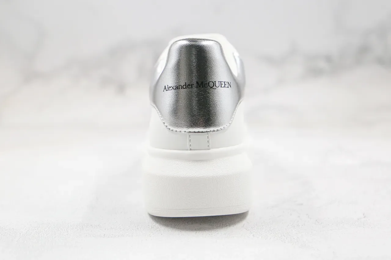 Alexander McQueen Oversized Sneaker White Silver Platform Sole Smooth Leather Upper Lifestyle Sneakers 6