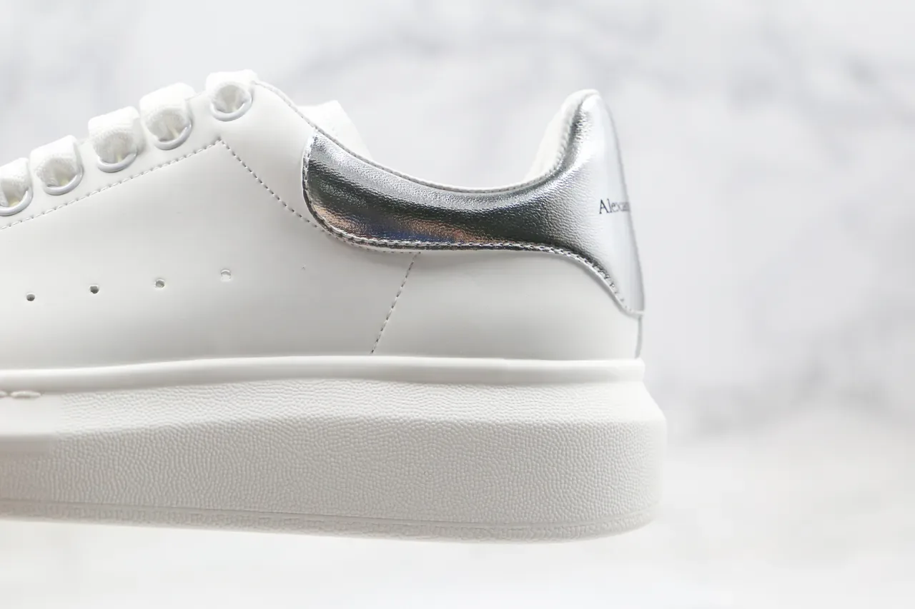 Alexander McQueen Oversized Sneaker White Silver Platform Sole Smooth Leather Upper Lifestyle Sneakers 8