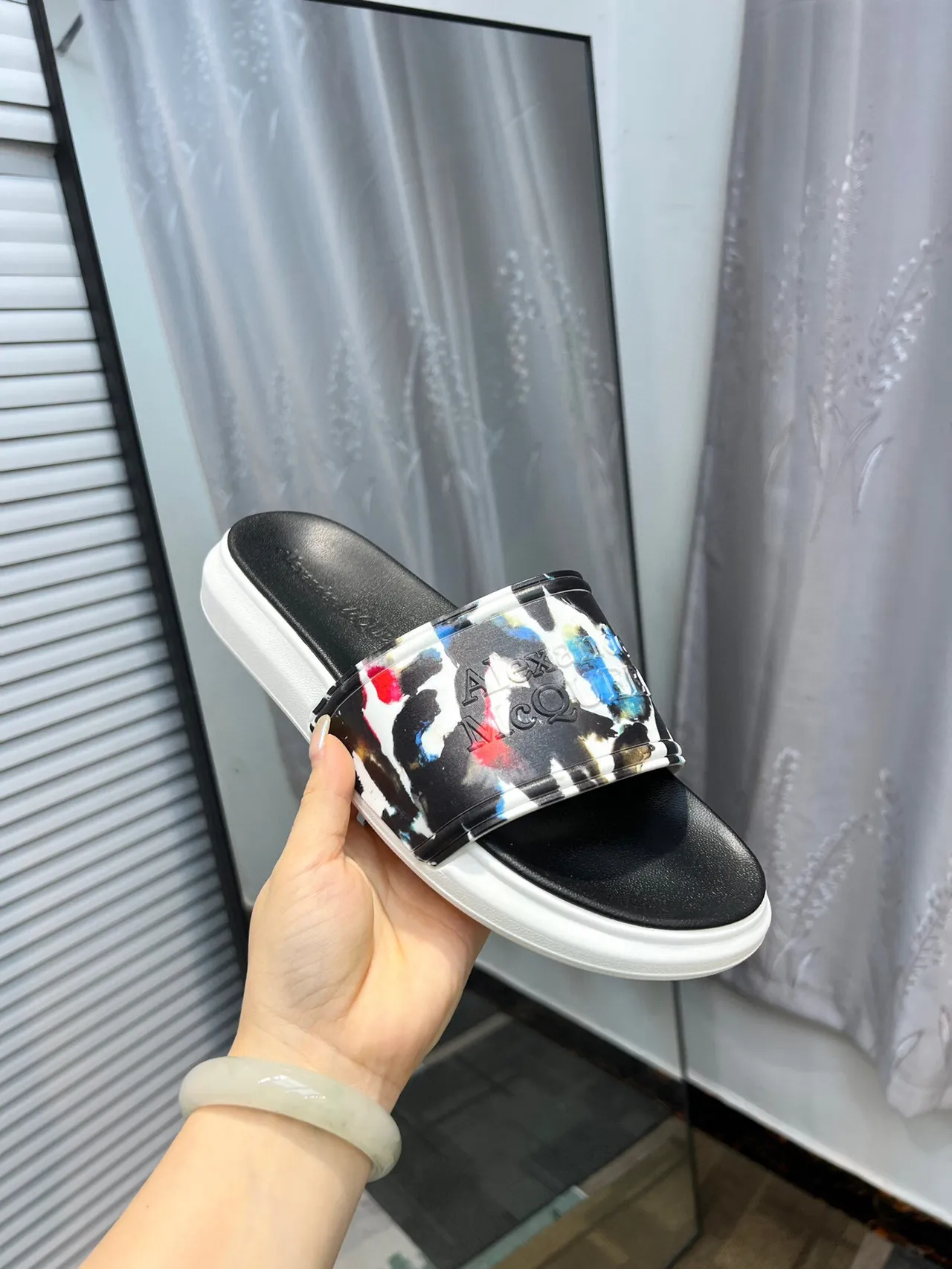 Alexander McQueen Slide Multicolor Print Platform Slippers 6