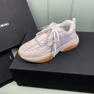 Amiri Beige Brown Sculpted Layered Upper Embossed Geometric Panels Chunky Sneakers
