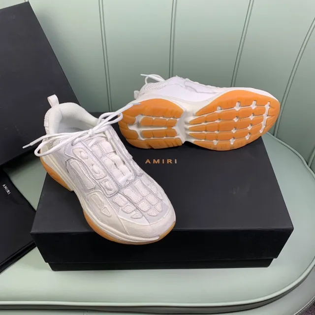Amiri Beige Brown Sculpted Layered Upper Embossed Geometric Panels Chunky Sneakers 7