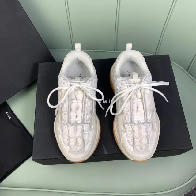 Amiri Beige Brown Sculpted Layered Upper Embossed Geometric Panels Chunky Sneakers 9