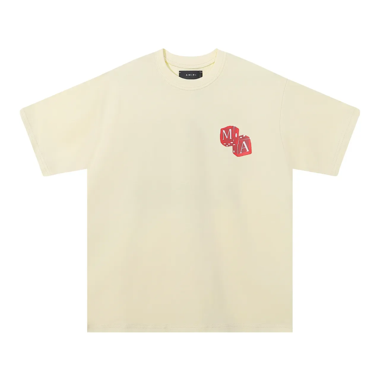 Amiri Dice Logo Black Beige Oversized Fit Back-Print Graphic T-Shirt 5