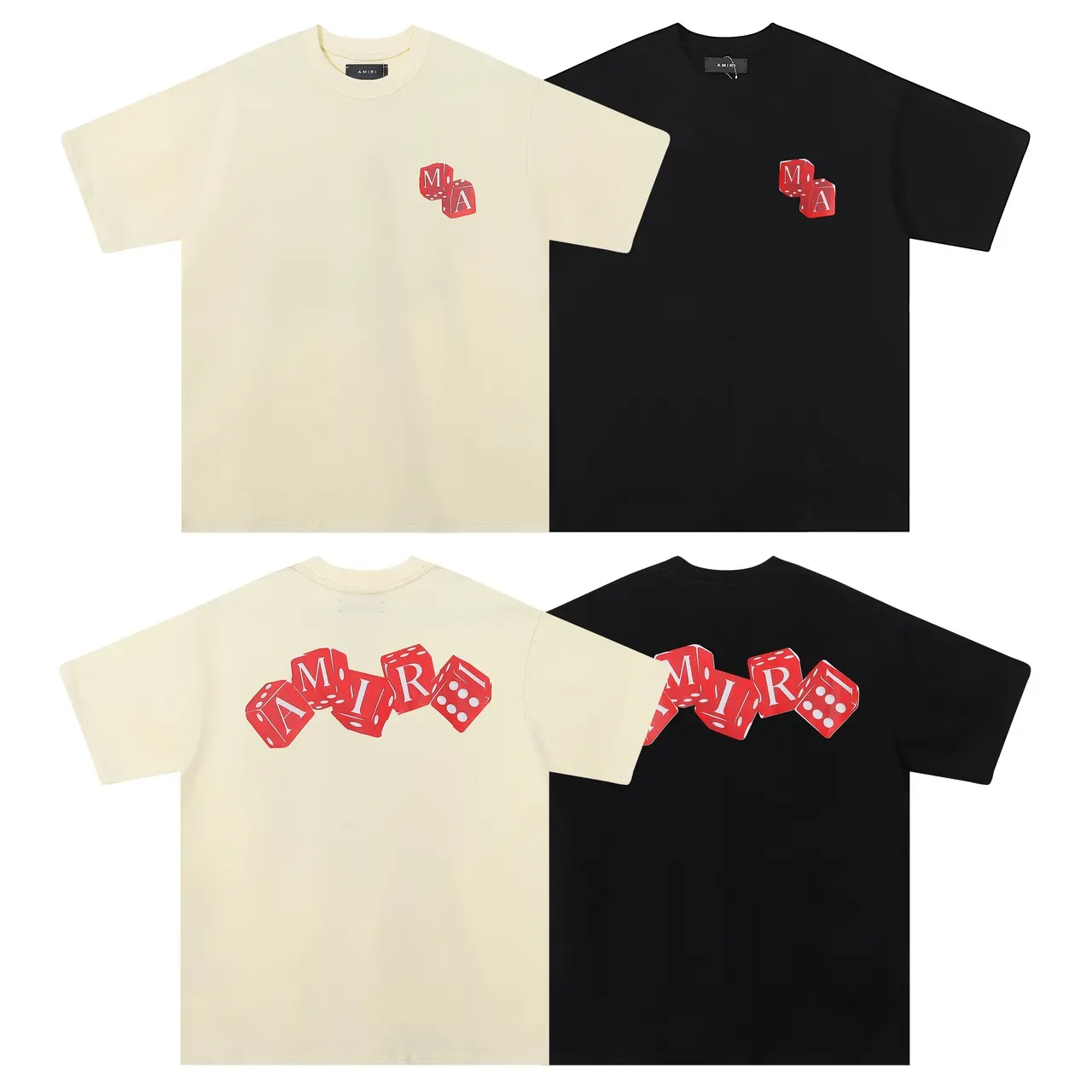 Amiri Dice Logo Black Beige Oversized Fit Back-Print Graphic T-Shirt 6