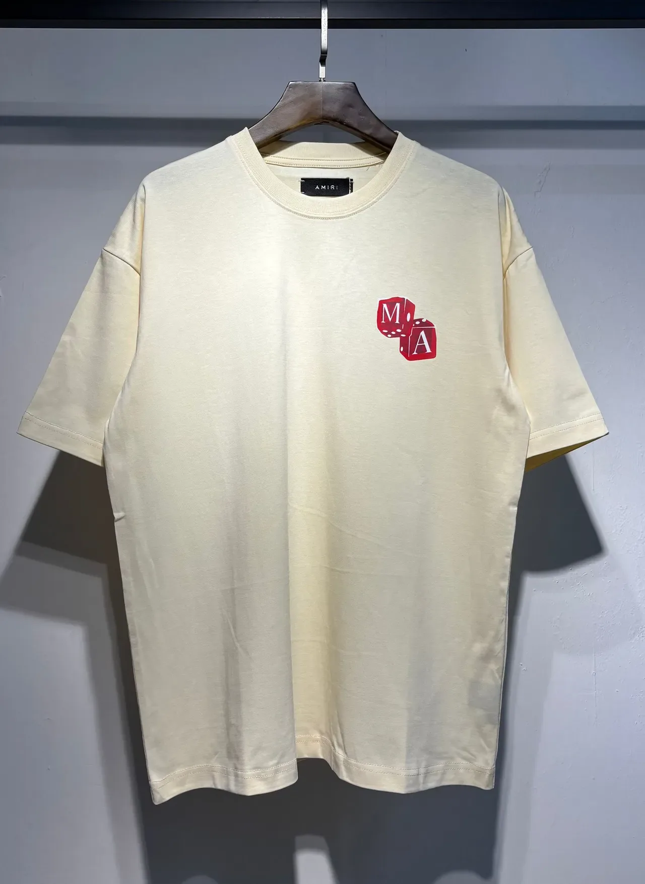 Amiri Dice Logo Black Beige Oversized Fit Back-Print Graphic T-Shirt 8