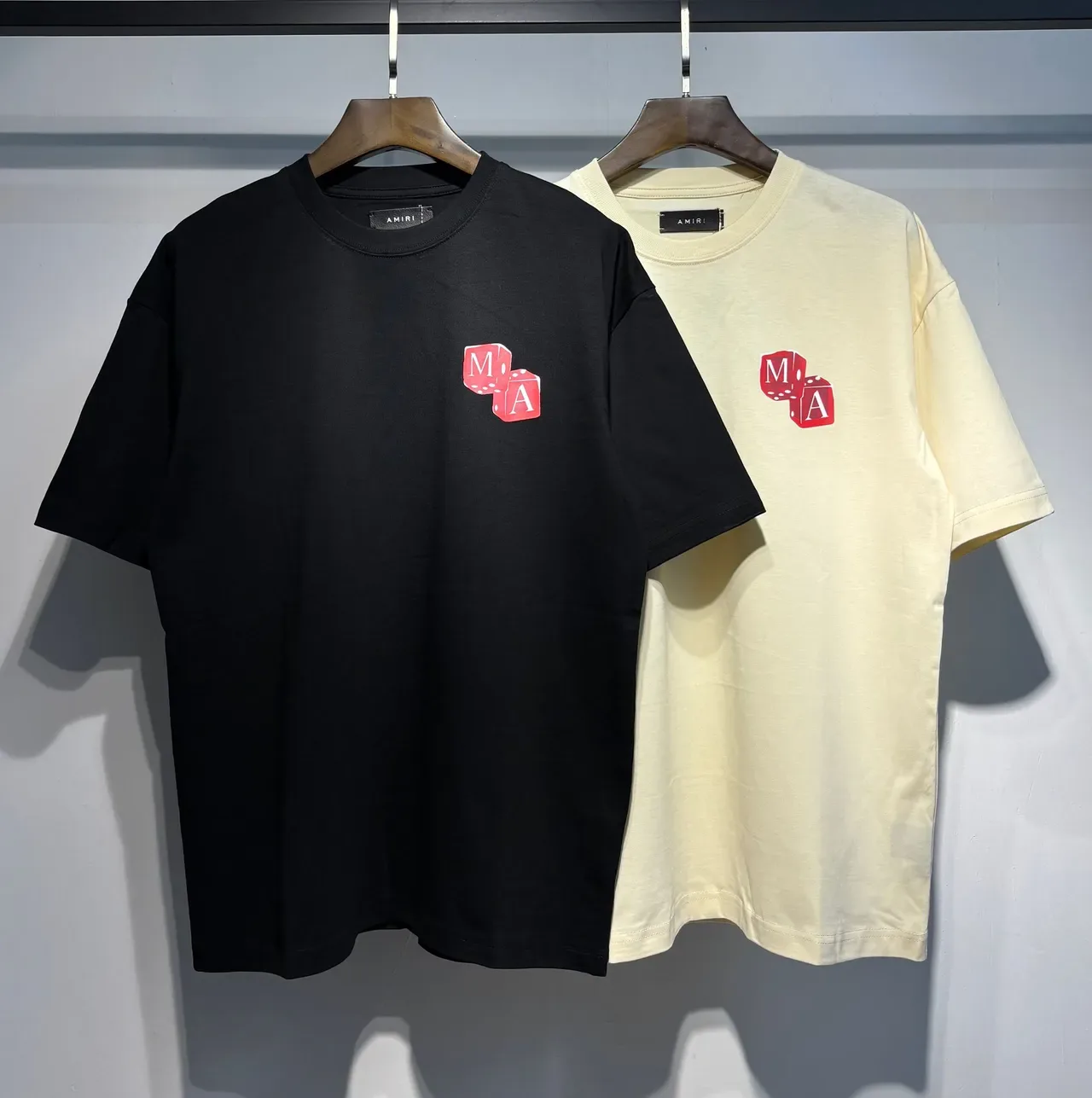 Amiri Dice Logo Black Beige Oversized Fit Back-Print Graphic T-Shirt 9