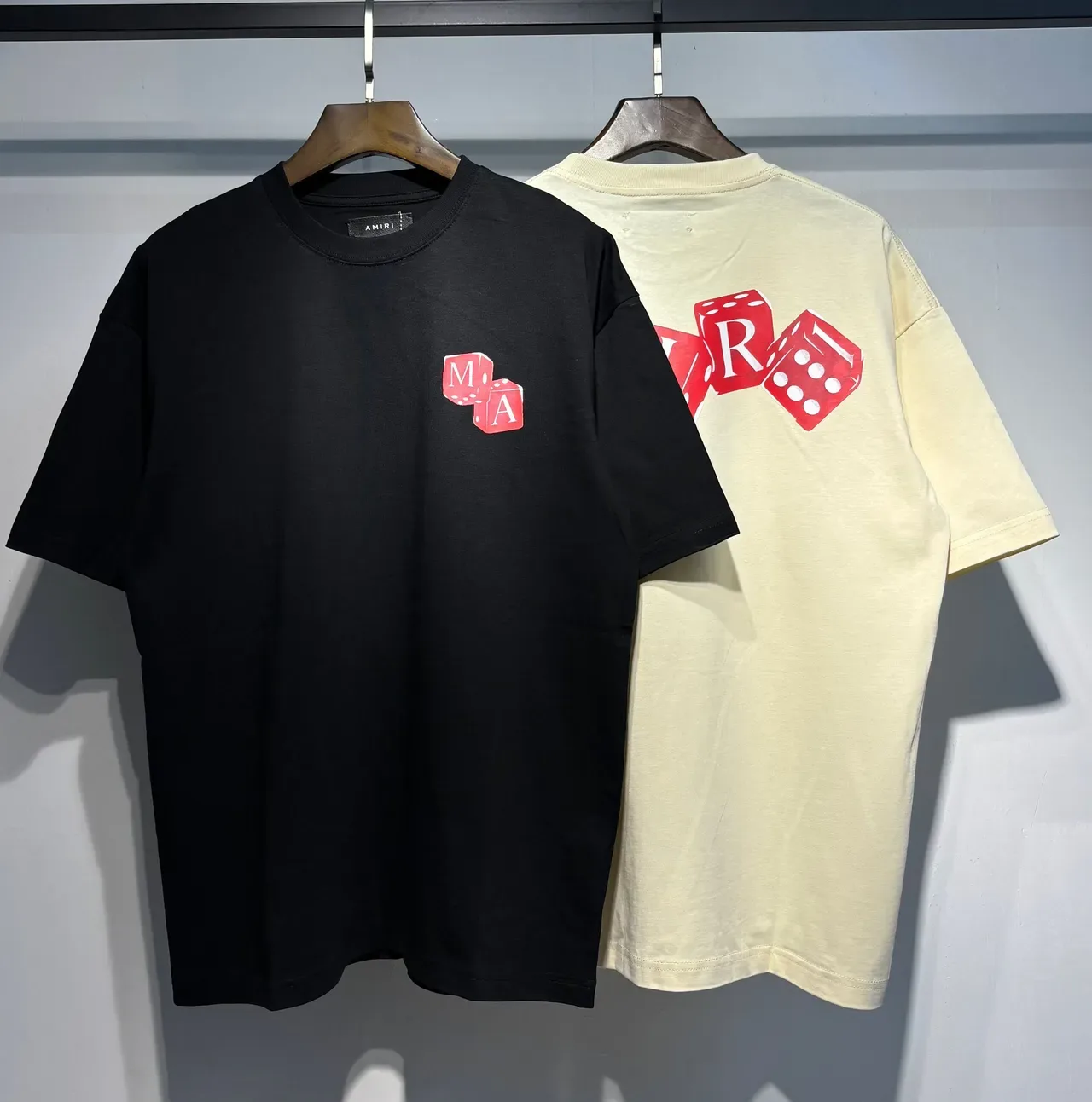 Amiri Dice Logo Black Beige Oversized Fit Back-Print Graphic T-Shirt 10