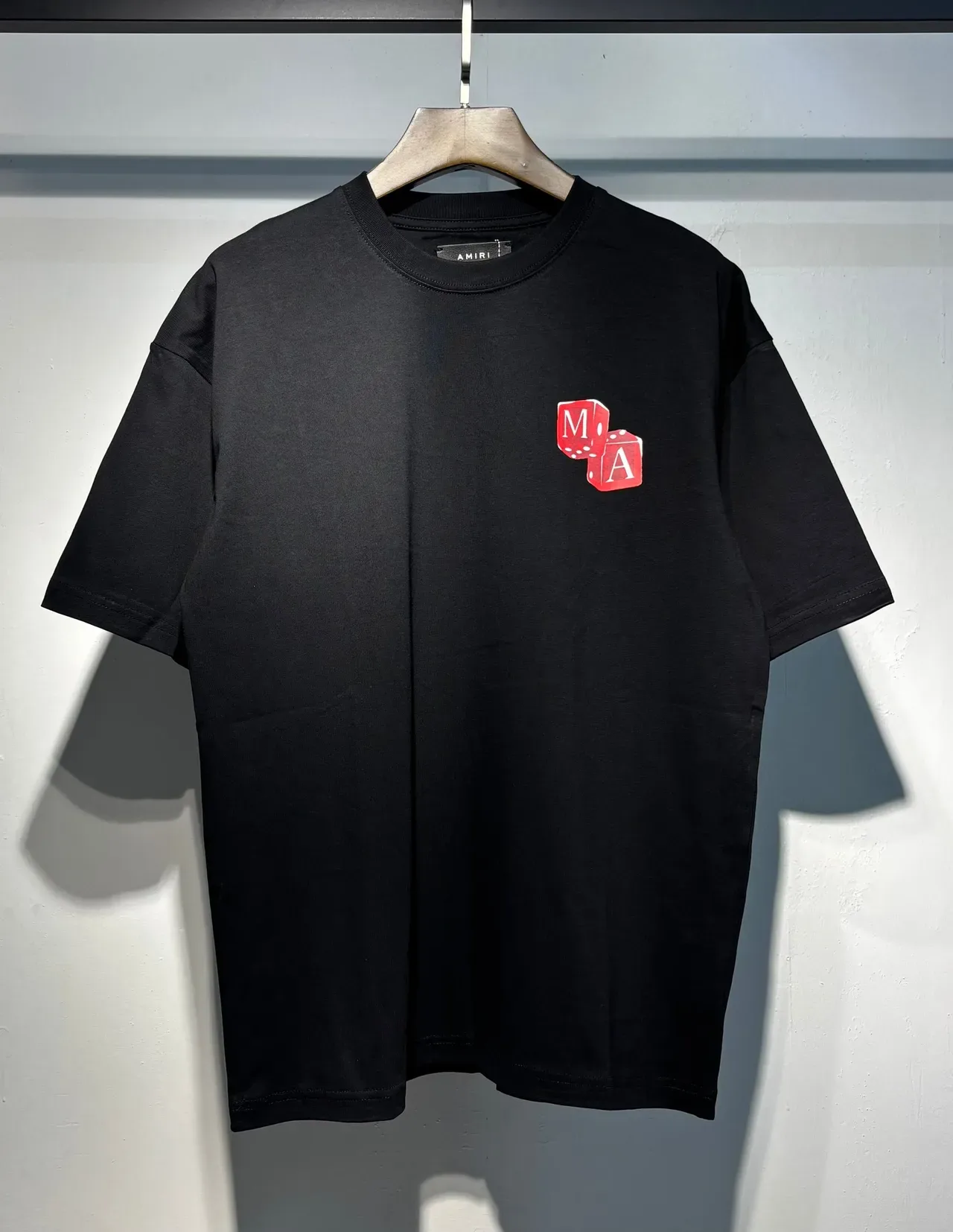 Amiri Dice Logo Black Beige Oversized Fit Back-Print Graphic T-Shirt 11