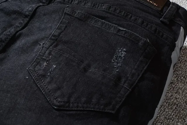 Amiri Distressed Black Side-Stripe Slim-Fit Jeans 4