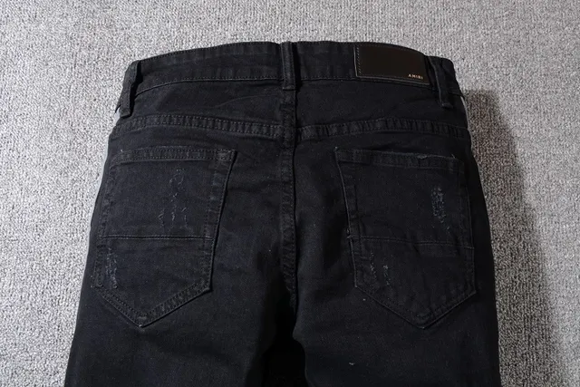 Amiri Distressed Black Side-Stripe Slim-Fit Jeans 5