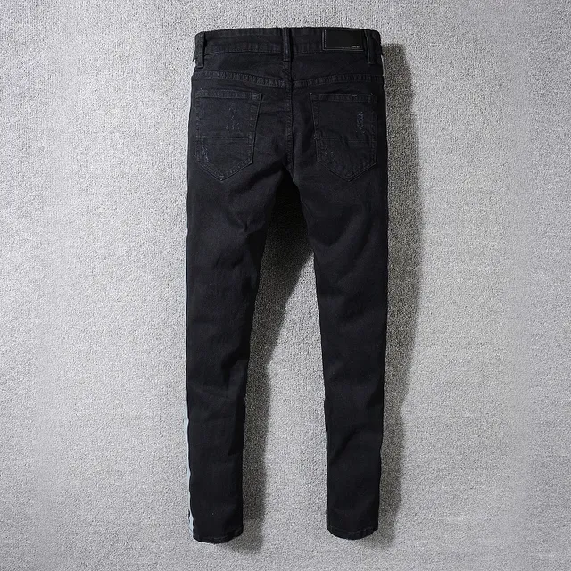 Amiri Distressed Black Side-Stripe Slim-Fit Jeans 6