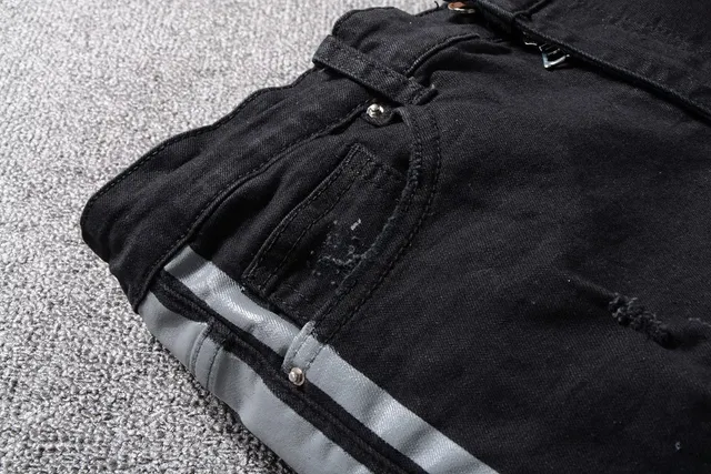 Amiri Distressed Black Side-Stripe Slim-Fit Jeans 7