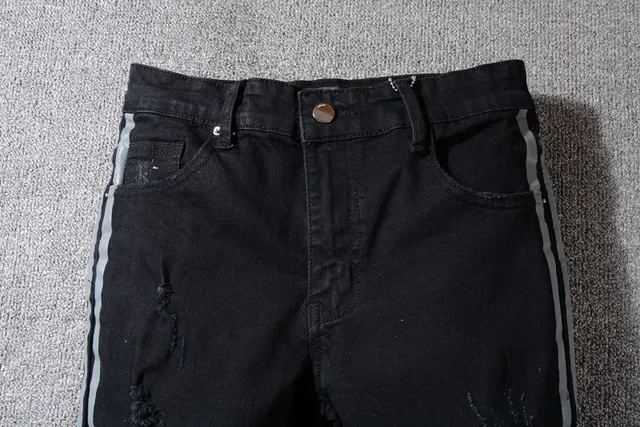 Amiri Distressed Black Side-Stripe Slim-Fit Jeans 10