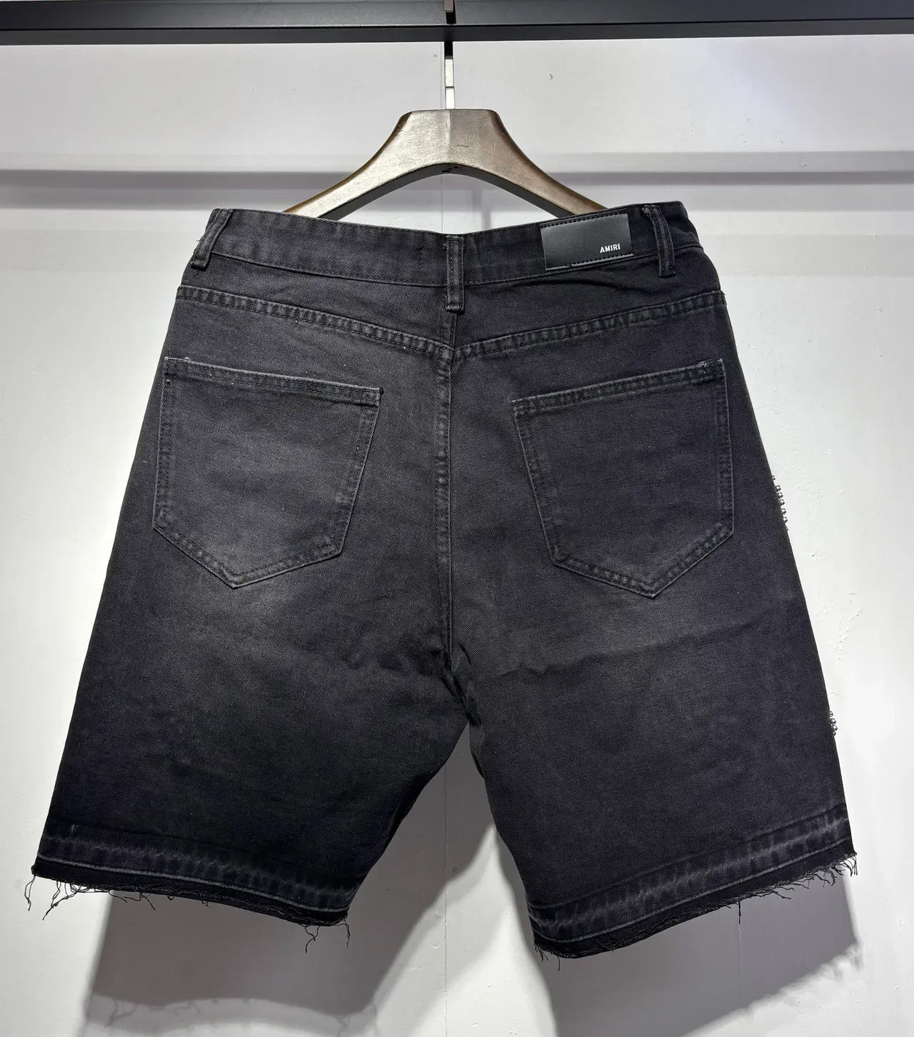 Amiri Embellished Rhinestone Pearl Denim Shorts 4