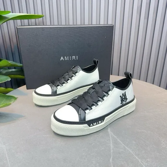 Amiri MA Court Blanc et Noir Sans lacets Plateforme Style de vie Sneakers 2