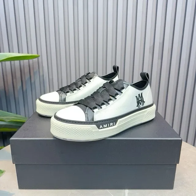 Amiri MA Court Blanc et Noir Sans lacets Plateforme Style de vie Sneakers 4