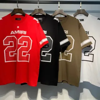 Amiri Rojo Blanco Oversized Fit Mangas Rayadas Atlético Jersey