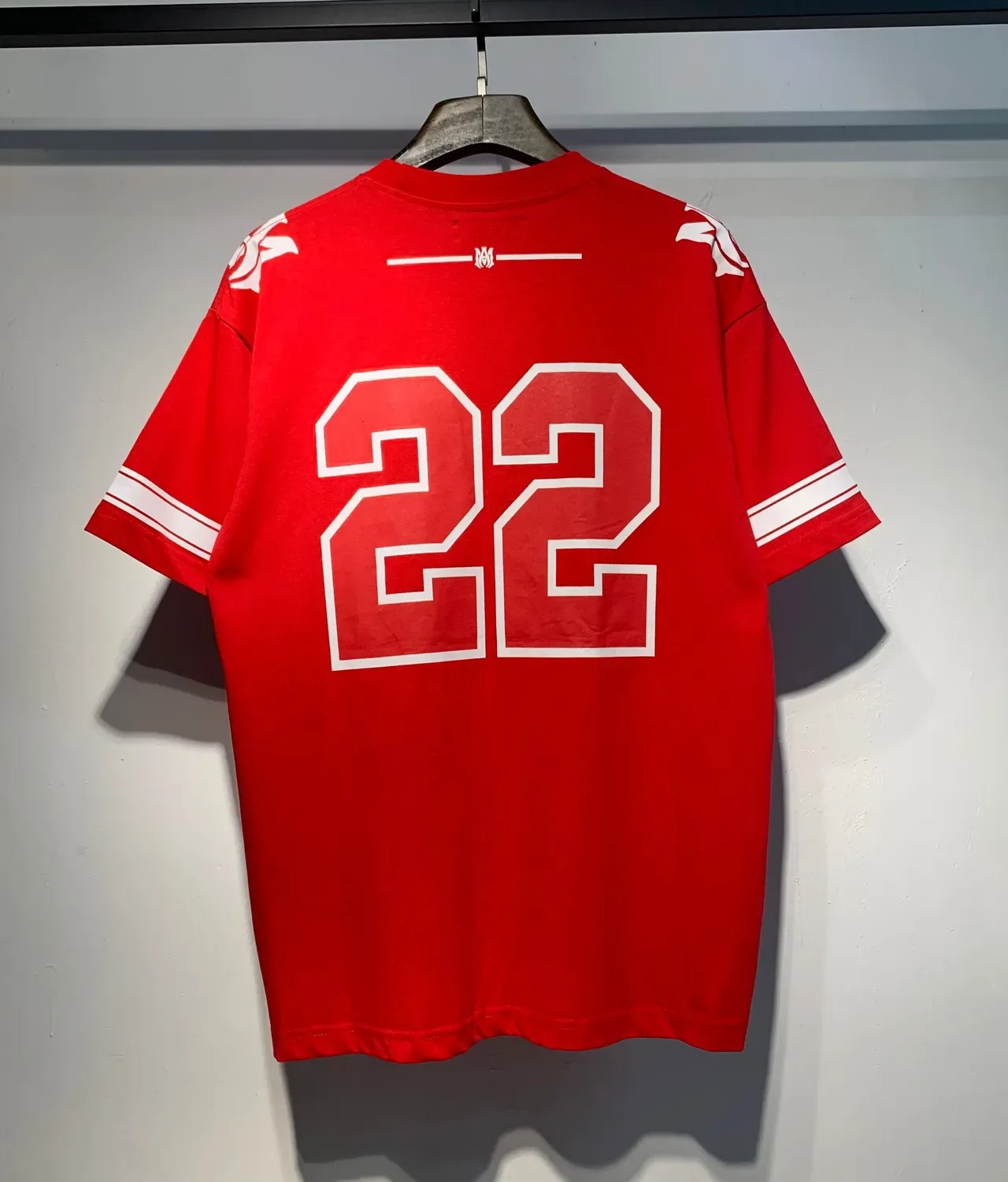 Amiri Red White Oversized Fit Athletic Stripe Sleeves Jersey 6