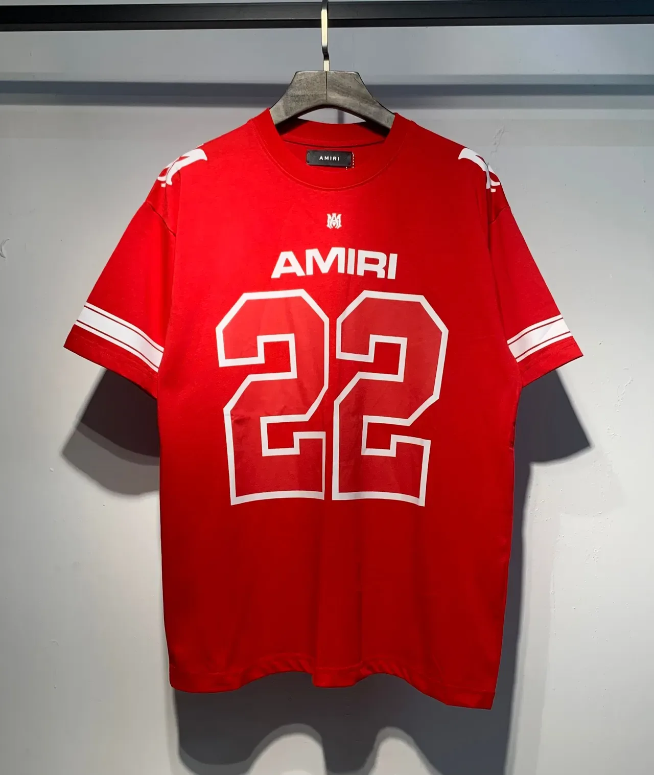 Amiri Red White Oversized Fit Athletic Stripe Sleeves Jersey 7