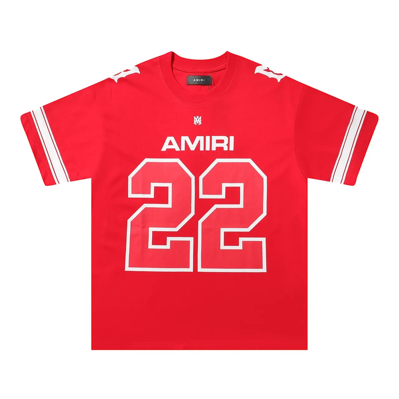 Amiri Red White Oversized Fit Athletic Stripe Sleeves Jersey 13