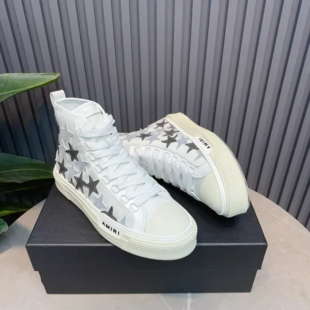 Amiri Sneakers Lifestyle Blanc Multicolore à Talon Haut avec Appliqué Étoile 8