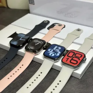 Apple Gray Pink Rectangular Aluminum Case Sport Silicone Bands Sports Watch