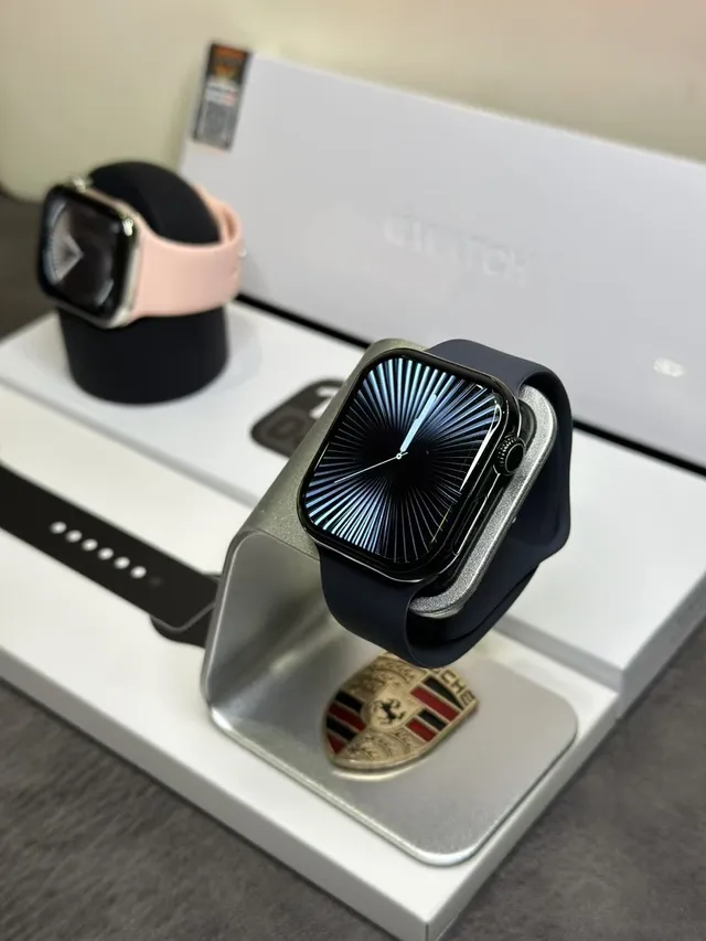 Apple Gray Pink Rectangular Aluminum Case Sport Silicone Bands Sports Watch 11