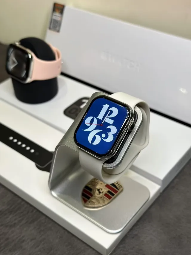 Apple Gray Pink Rectangular Aluminum Case Sport Silicone Bands Sports Watch 12