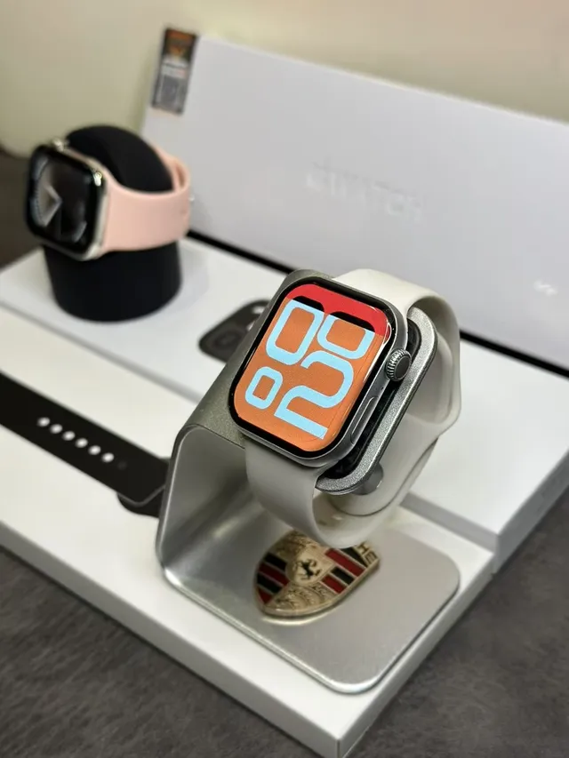 Apple Gray Pink Rectangular Aluminum Case Sport Silicone Bands Sports Watch 13