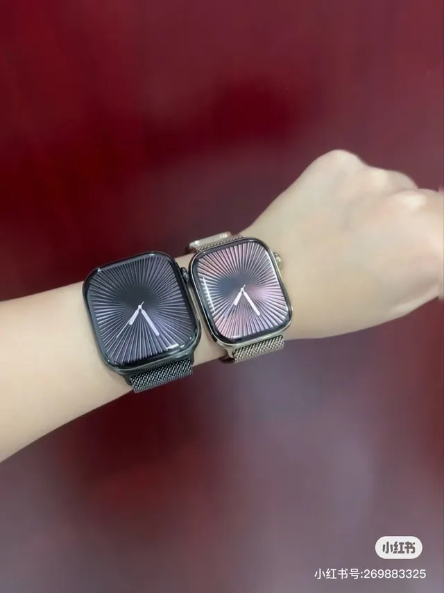 Apple Gray Pink Rectangular Aluminum Case Sport Silicone Bands Sports Watch 16