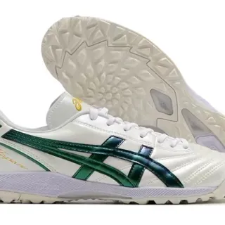 ASICS Copa Mundial Zapatos de fútbol blanco y verde para césped artificial