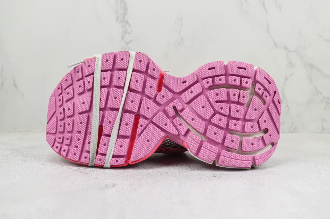 ASICS كروس أحذية رياضية سميكة بألوان وردي فضي مع أعلى شبكي وطبقات اصطناعية 8