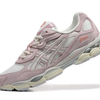ASICS Pink White Dusty Suede And Mesh Upper Layered Synthetic Overlays Running Shoes