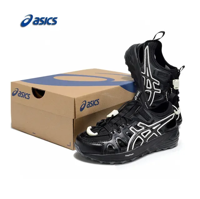 ASICS أبيض أسود Caged Midfoot Overlay Aggressive Lug Outsole حذاء رياضي 3