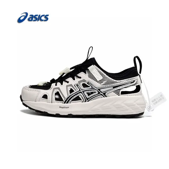 ASICS أبيض أسود Caged Midfoot Overlay Aggressive Lug Outsole حذاء رياضي 20