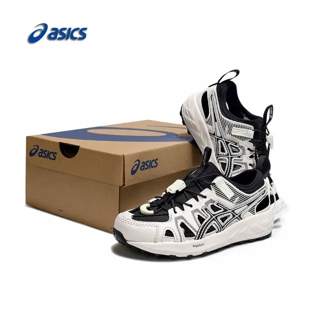 ASICS أبيض أسود Caged Midfoot Overlay Aggressive Lug Outsole حذاء رياضي 21