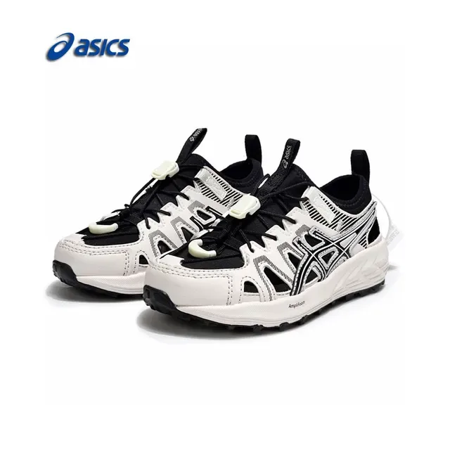 ASICS أبيض أسود Caged Midfoot Overlay Aggressive Lug Outsole حذاء رياضي 22