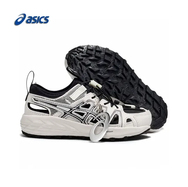 ASICS أبيض أسود Caged Midfoot Overlay Aggressive Lug Outsole حذاء رياضي 23