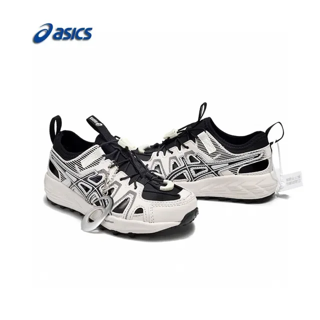 ASICS أبيض أسود Caged Midfoot Overlay Aggressive Lug Outsole حذاء رياضي 24