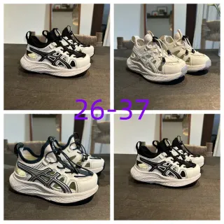 ASICS أبيض أسود كعب سول كثيفة منحوتة نمط قفص طبقات اصطناعية حذاء رياضي أسلوب حياة