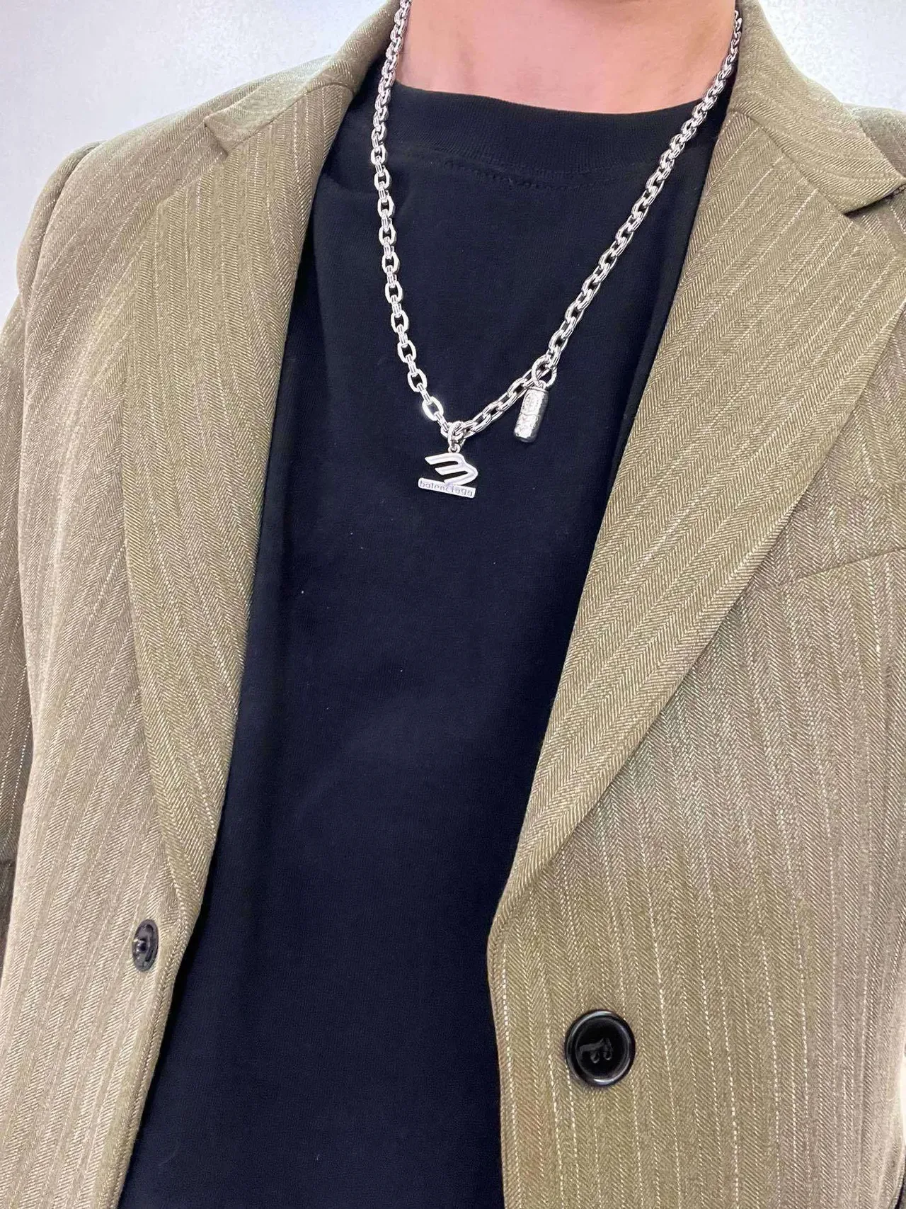 Balenciaga B Chain Collier Argent Logo Pendant 5