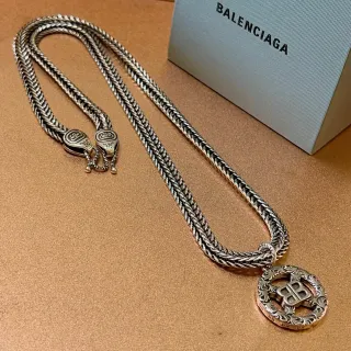 Balenciaga BB Braided Chain Ornate Pendant Necklace