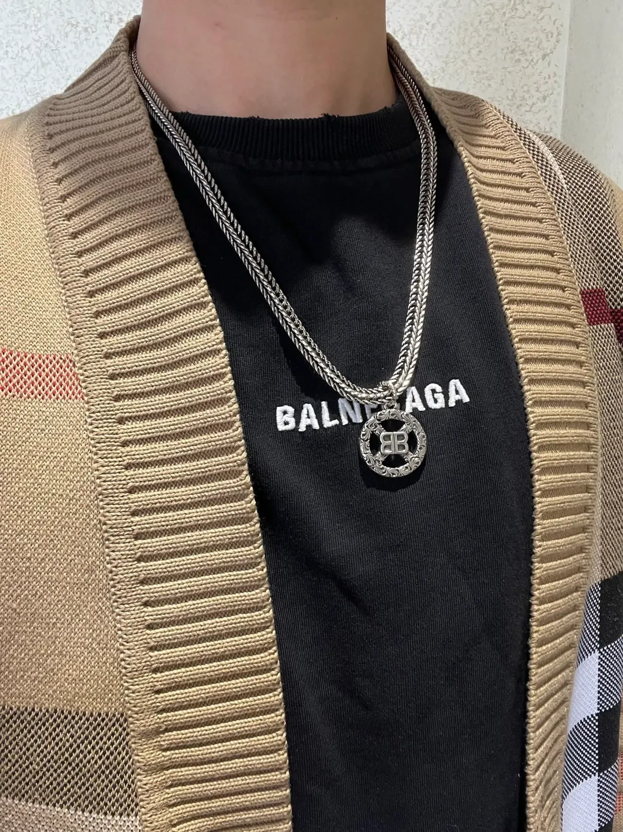 Balenciaga BB Chaîne Tressée Collier avec Pendentif Orné 8