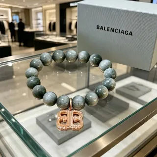 Balenciaga BB سوار خرزات حجر ماربل أخضر وذهبي