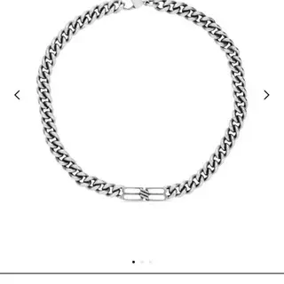 Balenciaga BB Logo Twisted Chain Antique Silver Necklace