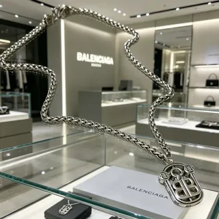 Balenciaga BB Monogram Shield Pendant Necklace