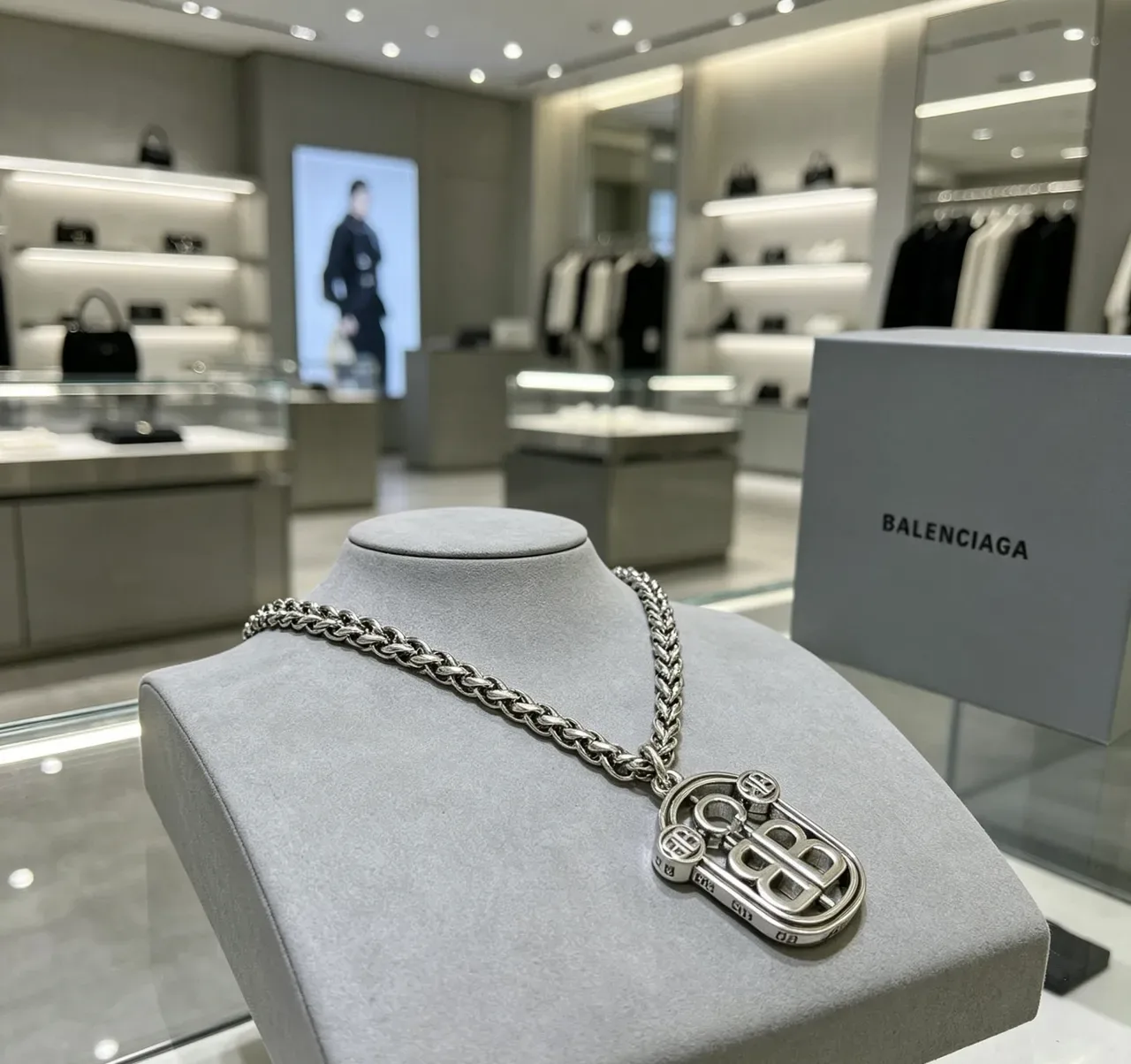 Balenciaga BB Monogram Shield Pendant Necklace 6