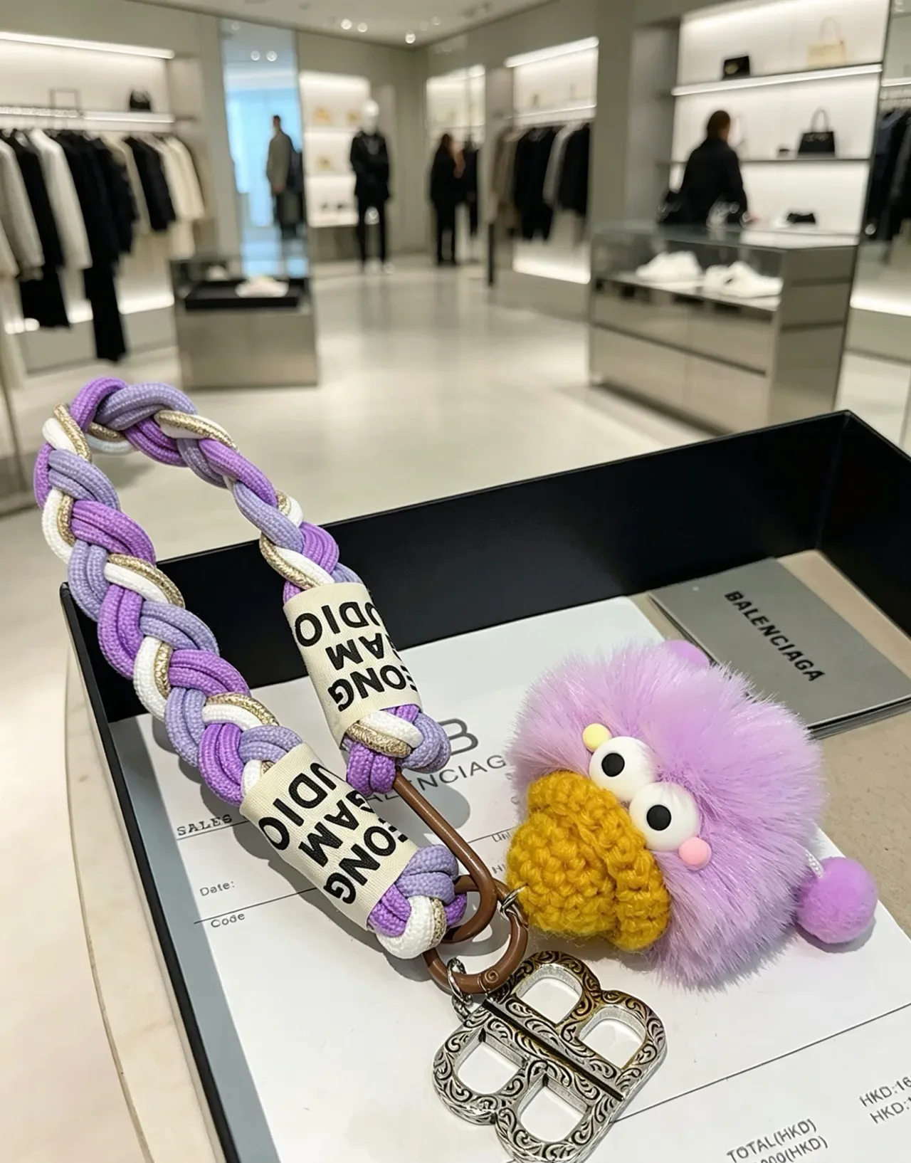 Balenciaga BB Monster Purple White Braided Rope Strap Reversed Logo Tape Handbag 2