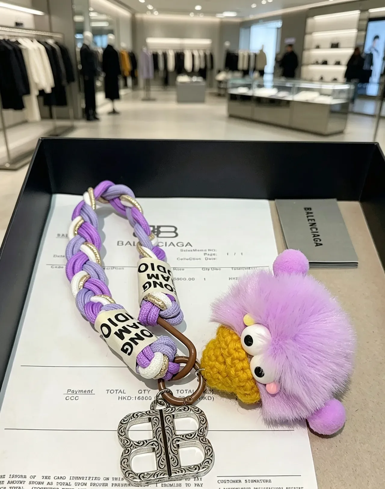 Balenciaga BB Monster Purple White Braided Rope Strap Reversed Logo Tape Handbag 6