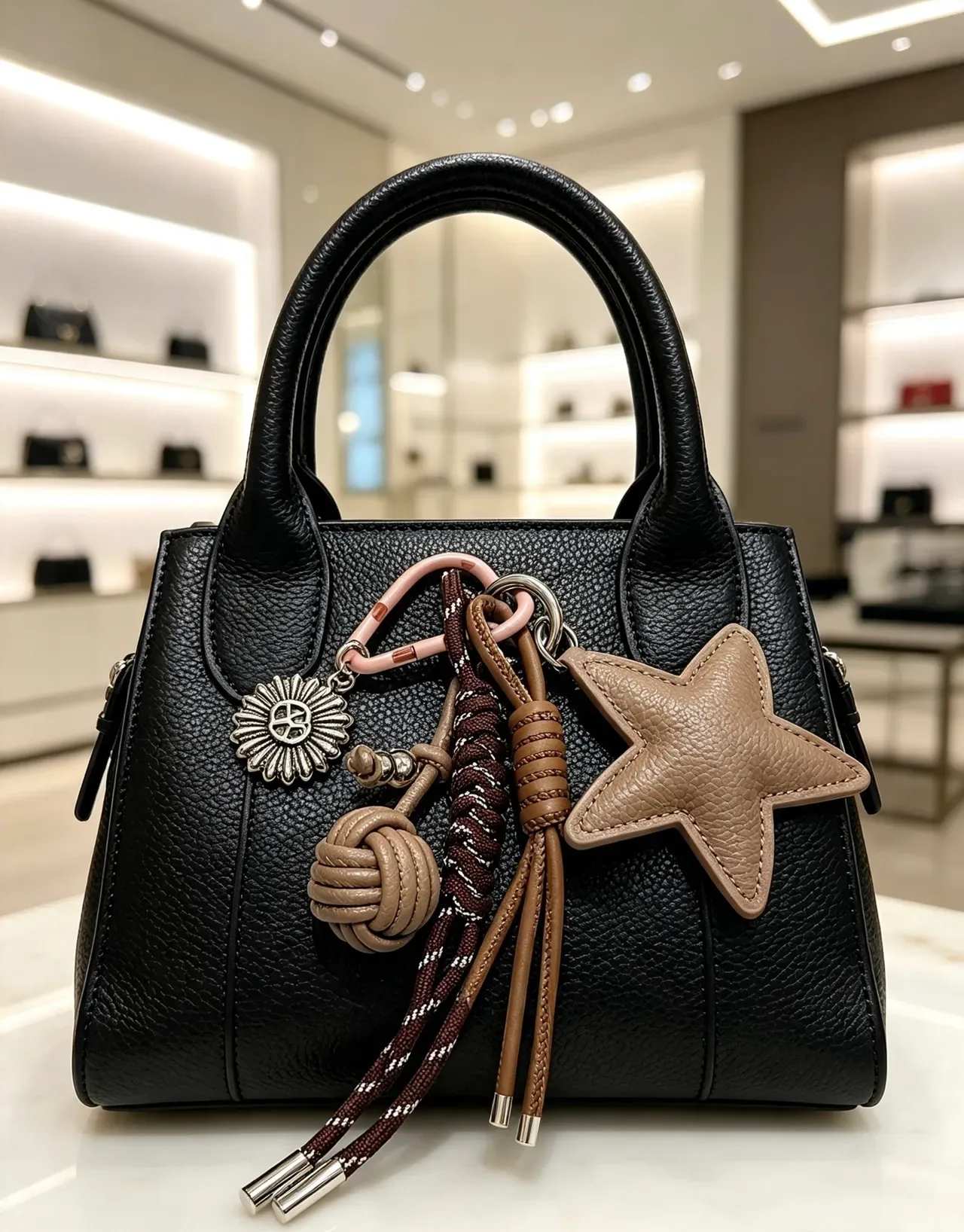 Balenciaga Black Beige Structured Leather Top-Handle Handbag 7